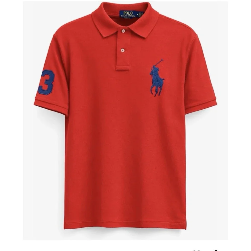 POLO RALPH LAUREN Men's Big Pony Classic Fit Mesh Polo Shirt Red Size M NWT